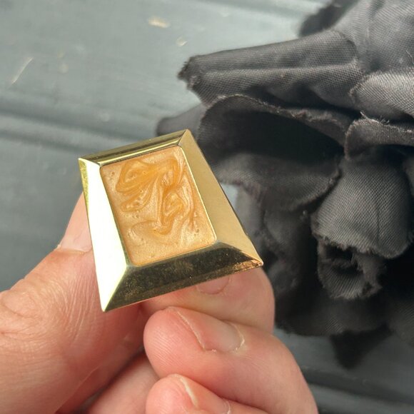 Gold + Peach Enamel Earrings - Picture 4 of 10